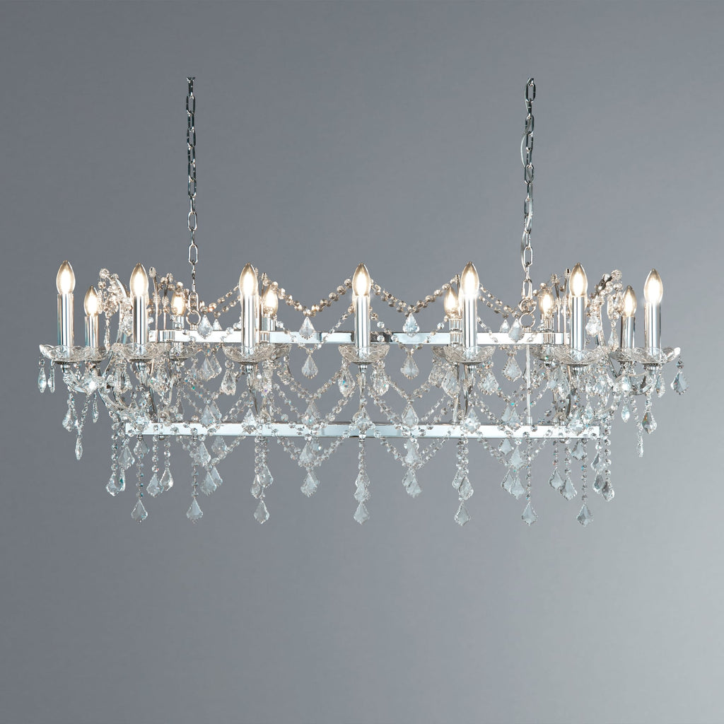 Florence Elegant Ceiling Bar Pendant Light In Chrome With Crystal Drops 80614-14CC