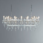 Florence Elegant Ceiling Bar Pendant Light In Chrome With Crystal Drops 80614-14CC