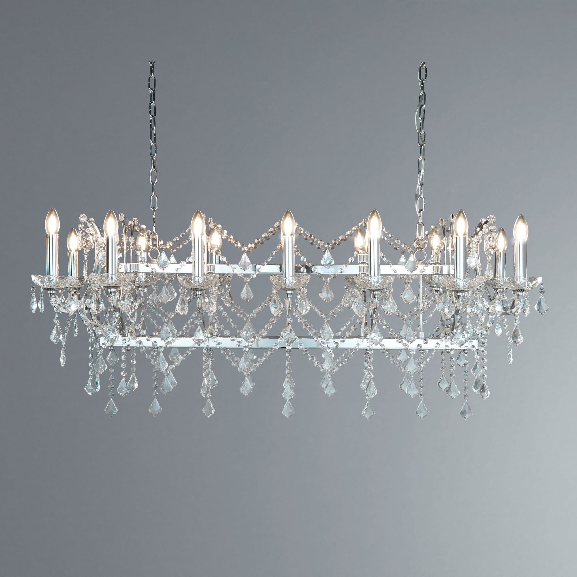 Florence Elegant Ceiling Bar Pendant Light In Chrome With Crystal Drops 80614-14CC