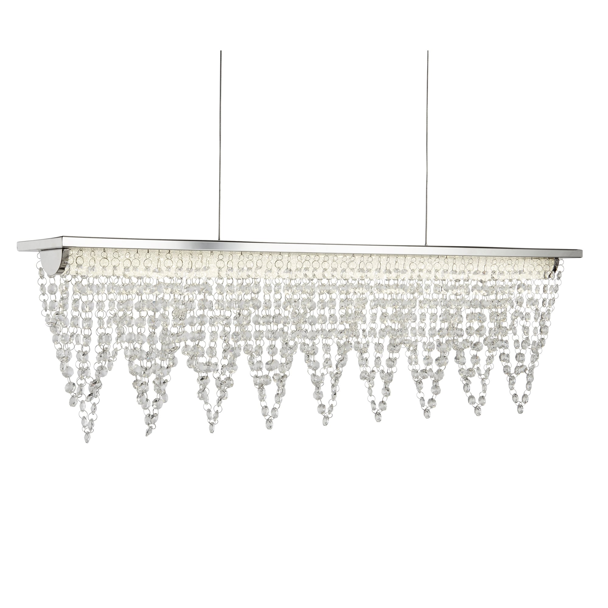 Drape Medium Ceiling Bar Pendant Light In Chrome With Waterfall Drops 8857CC
