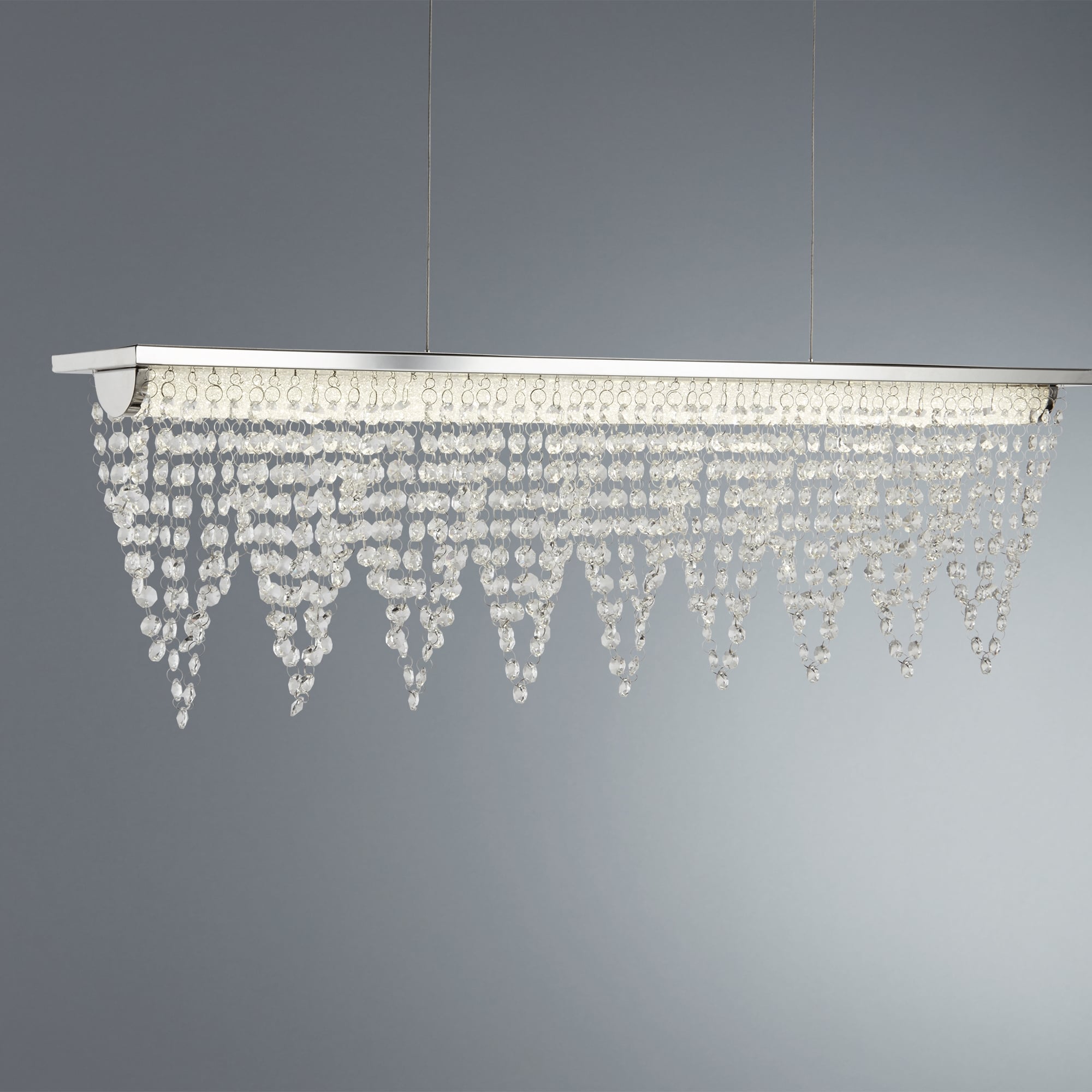 Drape Medium Ceiling Bar Pendant Light In Chrome With Waterfall Drops 8857CC