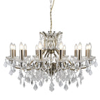 Paris Classic 12 Light Ceiling Chandelier In Antique Brass Finish With Crystal Glass 87312-12AB
