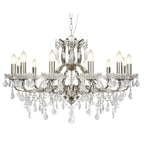 Paris Classic 12 Light Ceiling Chandelier In Satin Silver With Crystal Glass 87312-12SS