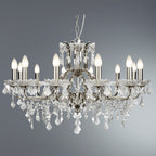 Paris Classic 12 Light Ceiling Chandelier In Satin Silver With Crystal Glass 87312-12SS