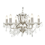 Paris Classic 6 Light Ceiling Chandelier In Satin Silver With Crystal Glass 8736-6SS
