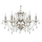 Paris Classic 6 Light Ceiling Chandelier In Satin Silver With Crystal Glass 8736-6SS