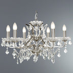 Paris Classic 6 Light Ceiling Chandelier In Satin Silver With Crystal Glass 8736-6SS