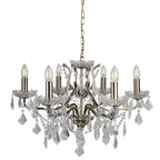 Paris Classic 6 Light Ceiling Chandelier In Antique Brass With Crystal Glass 8736-6AB