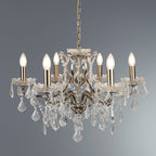 Paris Classic 6 Light Ceiling Chandelier In Antique Brass With Crystal Glass 8736-6AB