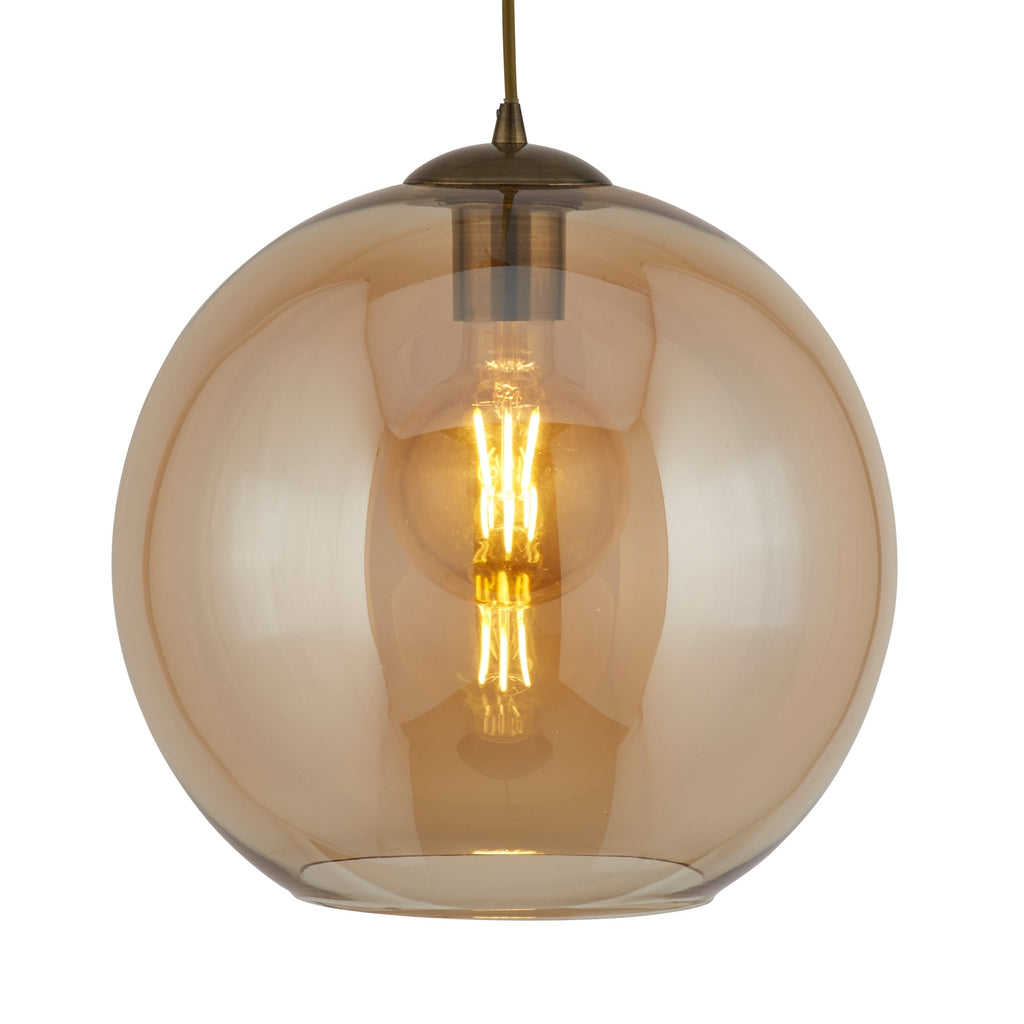 Balls Single Small Ceiling Pendant Light With Amber Glass Shade 1621AM