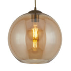 Balls Single Small Ceiling Pendant Light With Amber Glass Shade 1621AM