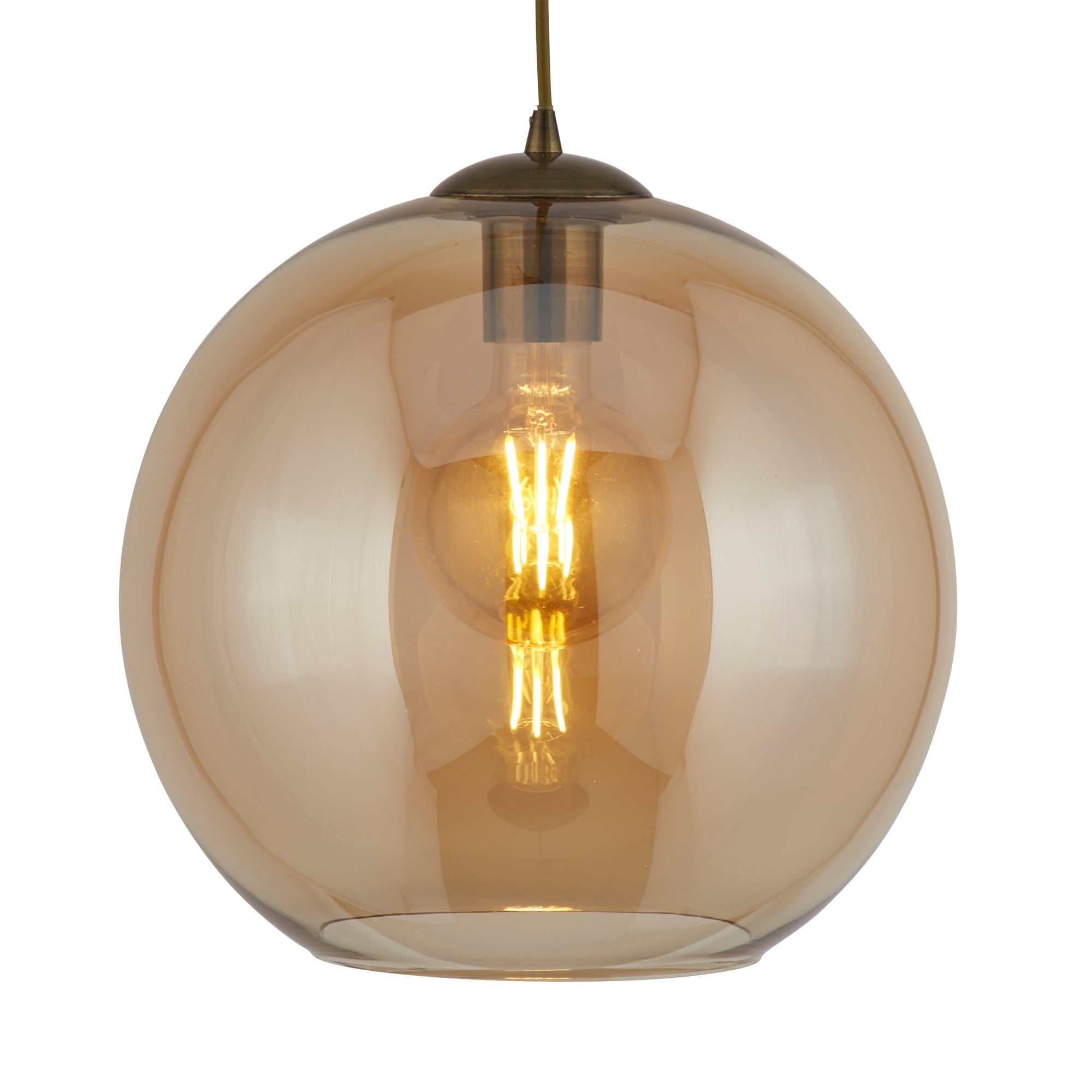Balls Single Small Ceiling Pendant Light With Amber Glass Shade 1621AM