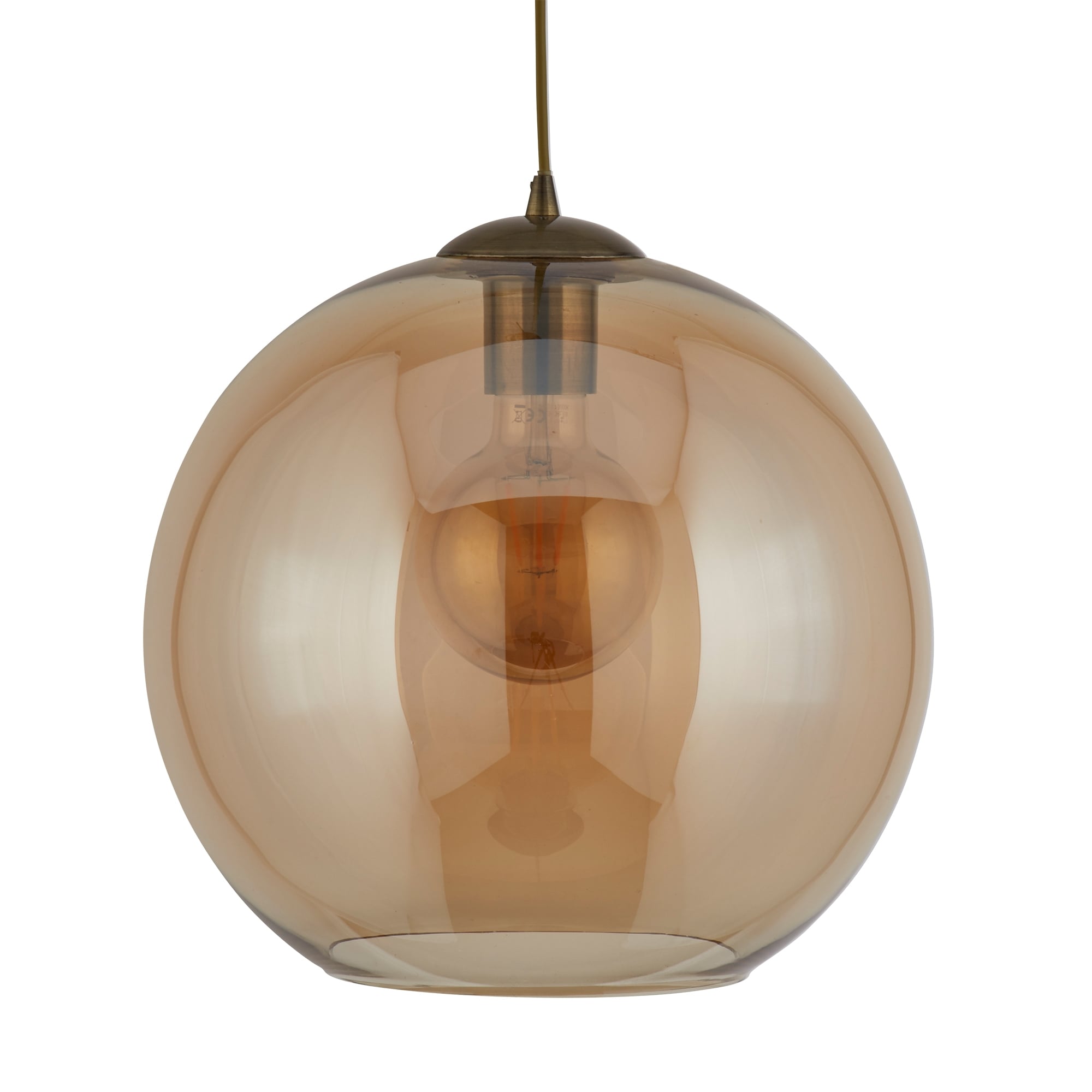 Balls Single Small Ceiling Pendant Light With Amber Glass Shade 1621AM