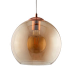 Balls Single Medium Ceiling Pendant Light With Amber Glass Shade 1632AM