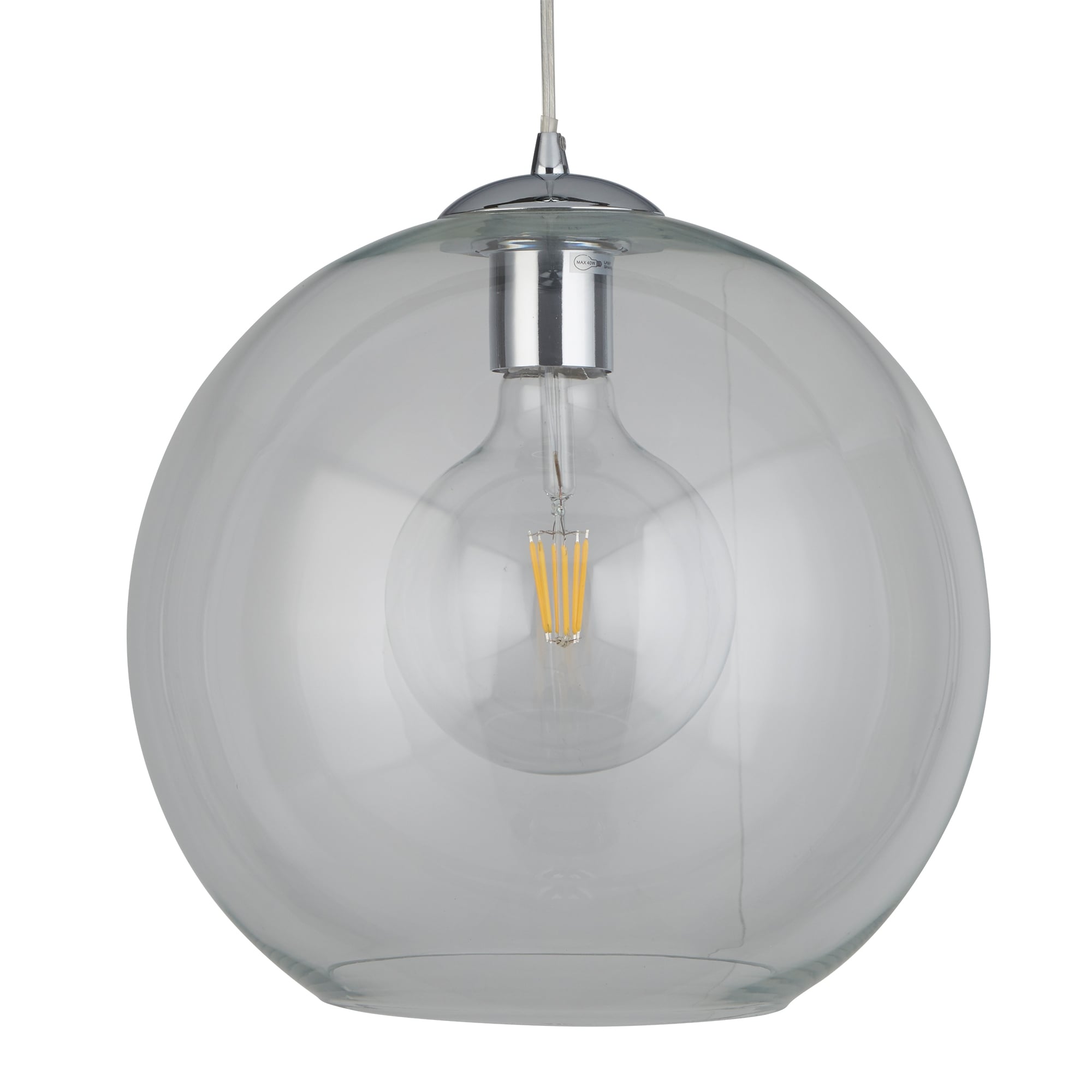 Balls Single Medium Ceiling Pendant Light With Clear Glass Shade 1632CL