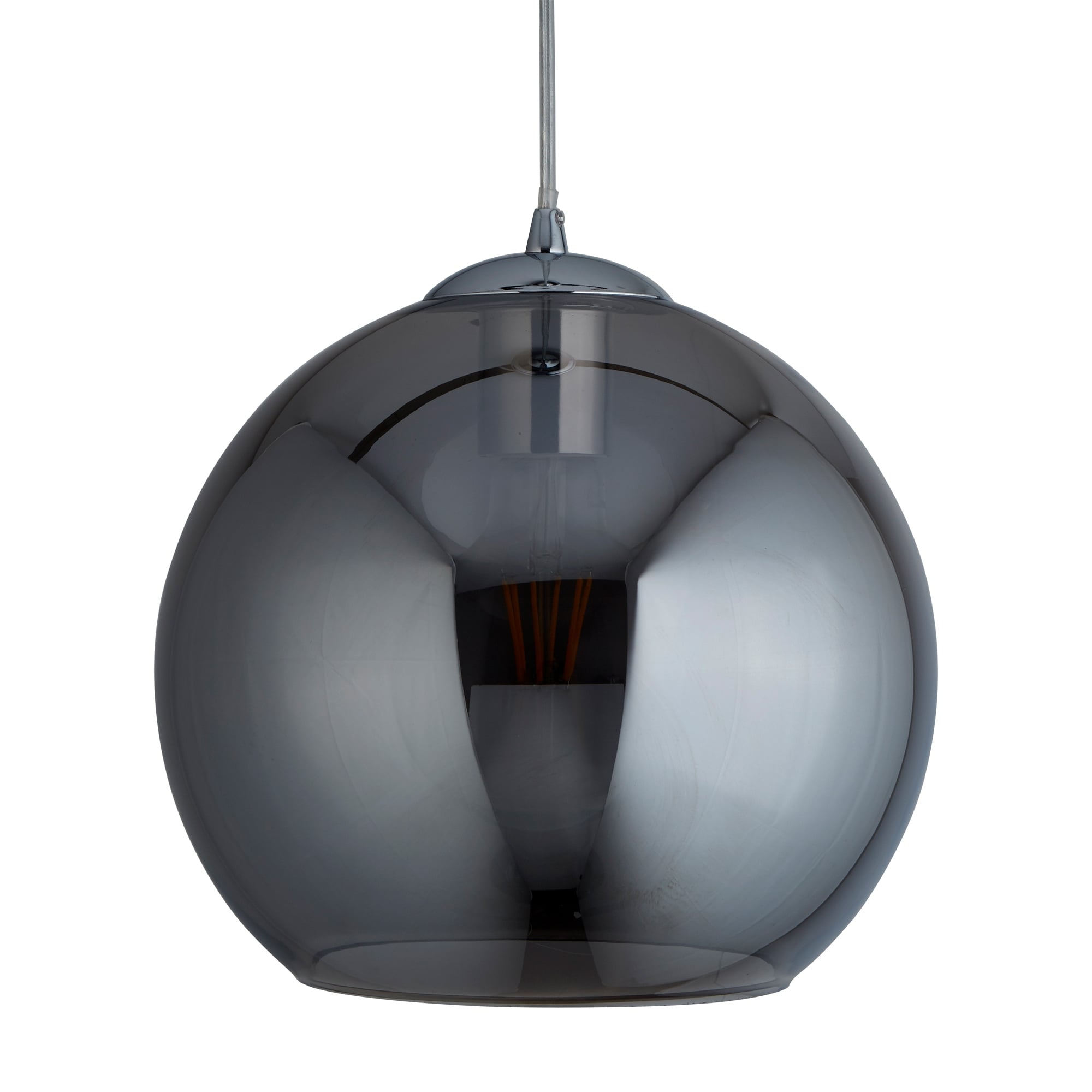 Balls Single Small Ceiling Pendant Light With Smoked Glass Shade 1621SM