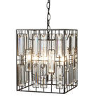 Elegant Bevelled Glass Ceiling Pendant Light In Matt Black Finish