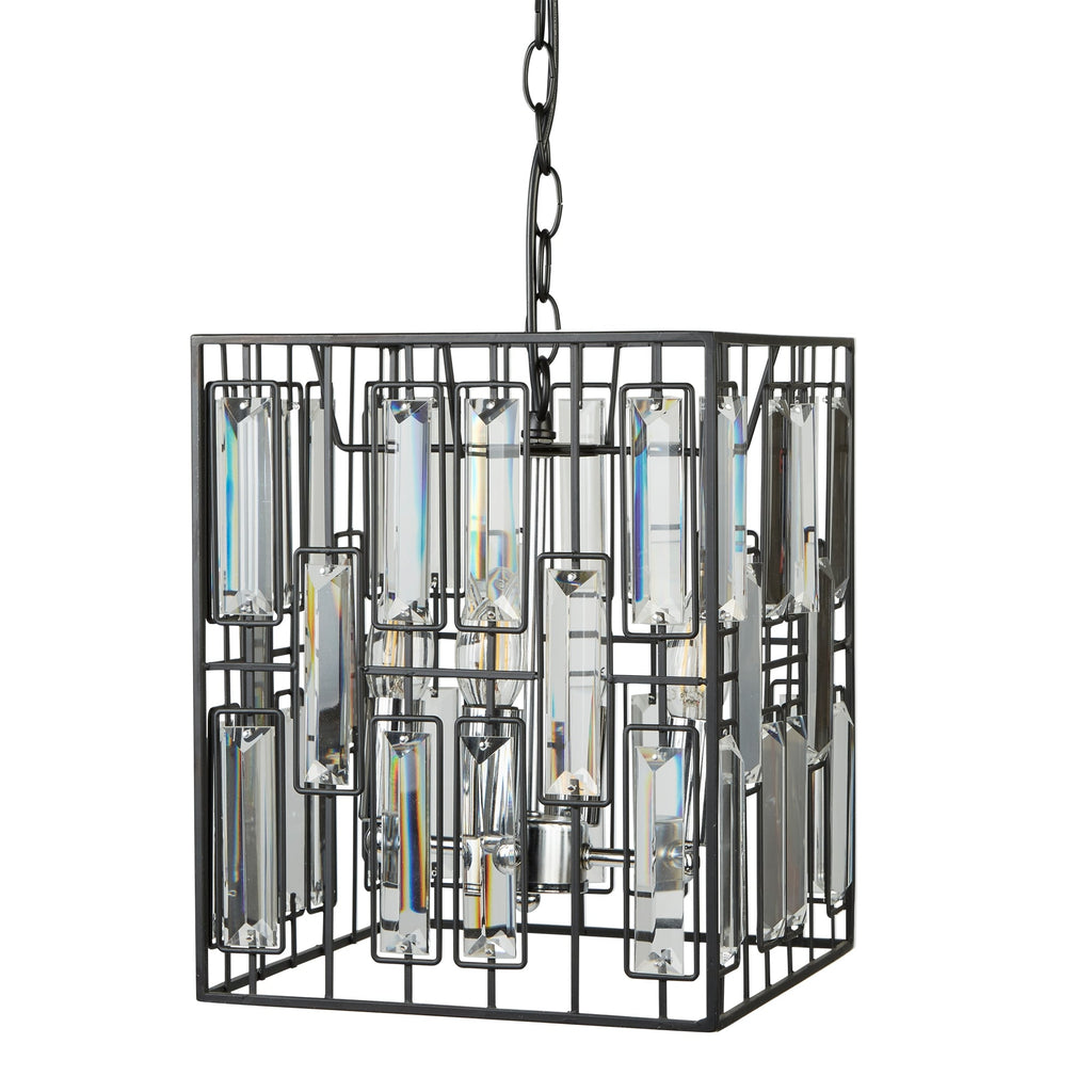 Elegant Bevelled Glass Ceiling Pendant Light In Matt Black Finish
