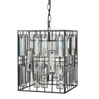Elegant Bevelled Glass Ceiling Pendant Light In Matt Black Finish