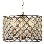 Marquise Three Light Drum Crystal Ceiling Pendant Light In Antique Copper 7813-3CU