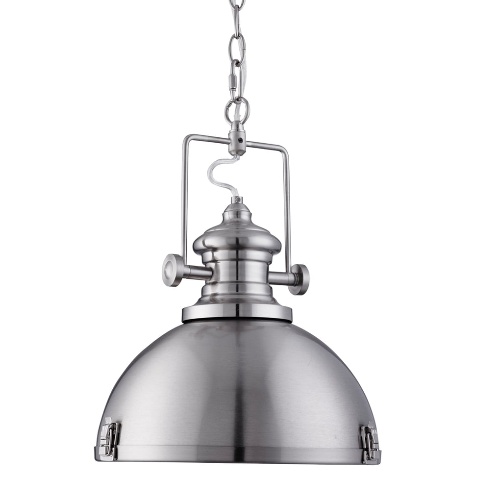 Industrial Single Ceiling Pendant Light In Satin Silver Finish 2297SS