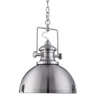 Industrial Single Ceiling Pendant Light In Satin Silver Finish 2297SS