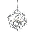 Cube Geometric Frame 3 Light Ceiling Pendant In Chrome Finish 7863-3CC