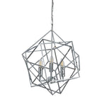 Cube Geometric Frame 3 Light Ceiling Pendant In Chrome Finish 7863-3CC