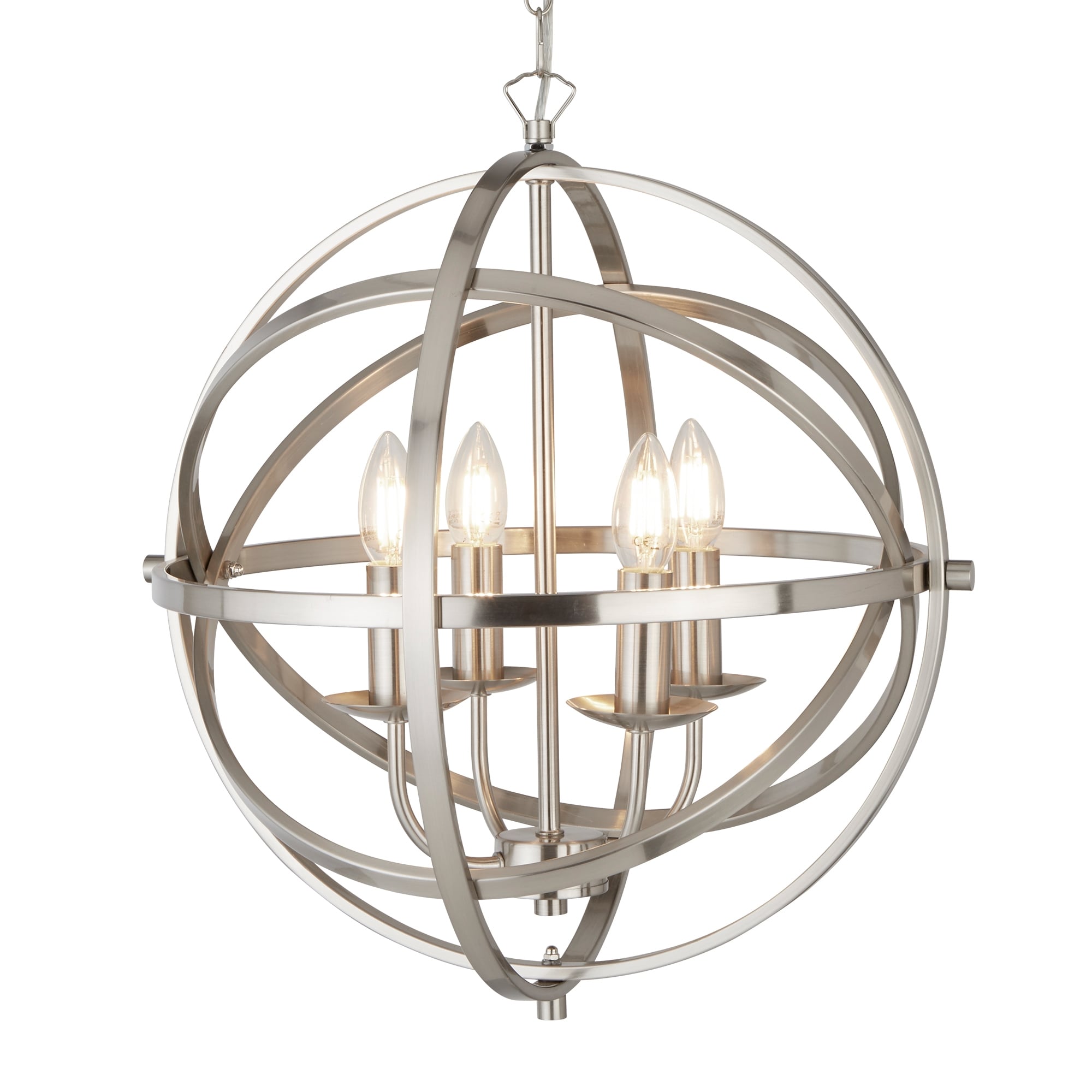 Orbit Classic 4 Light Ceiling Pendant In Satin Silver Finish 2474-4SS