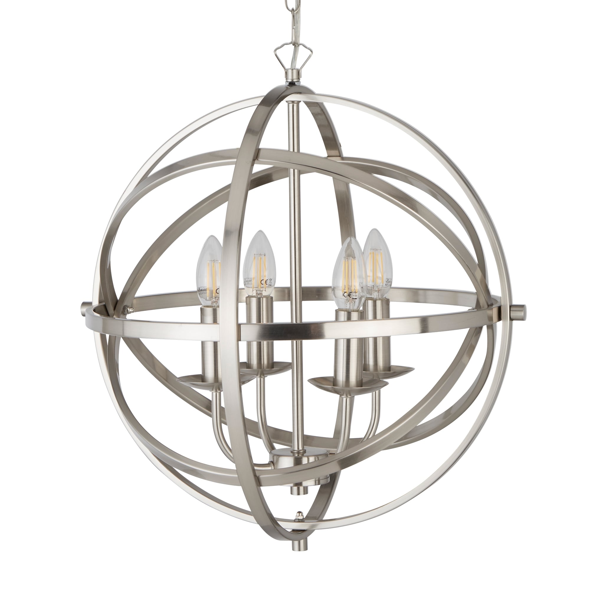 Orbit Classic 4 Light Ceiling Pendant In Satin Silver Finish 2474-4SS