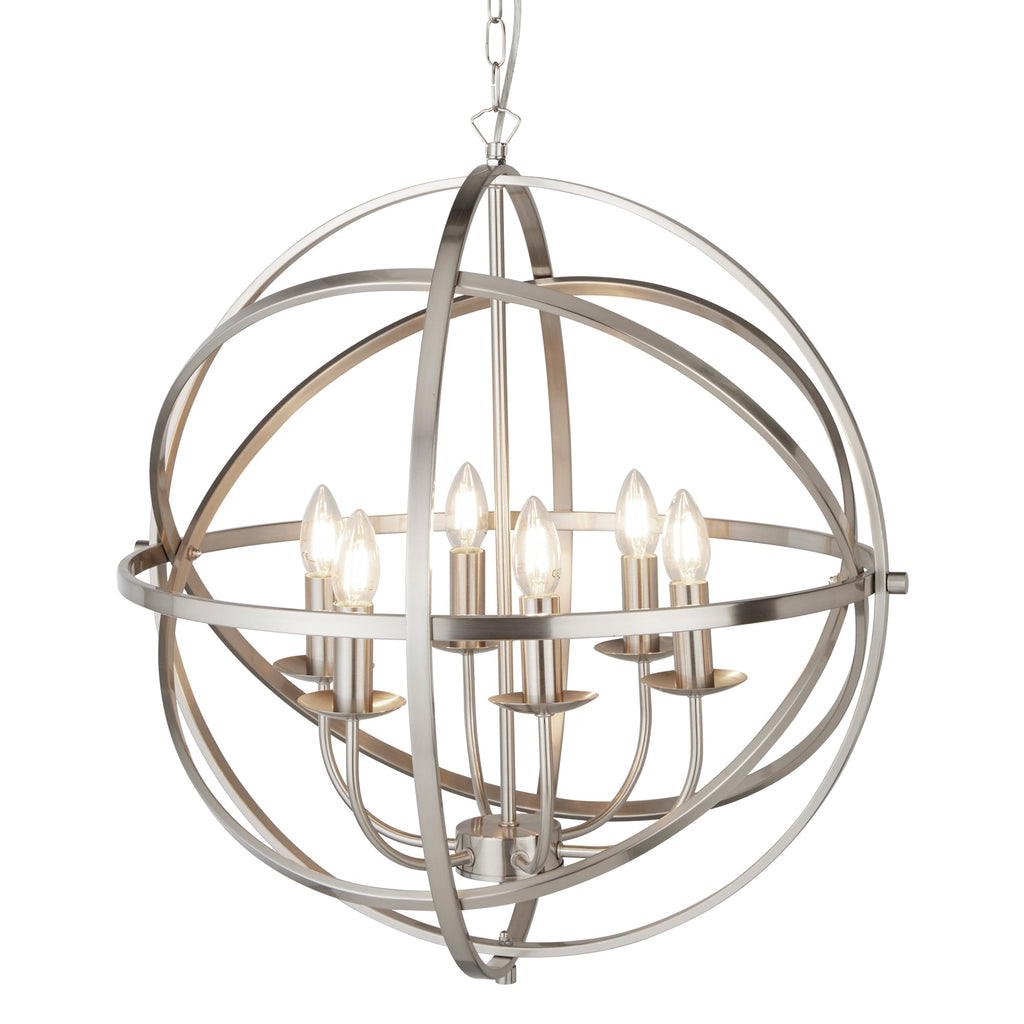 Orbit Classic 6 Light Ceiling Pendant In Satin Silver Finish 2476-6SS