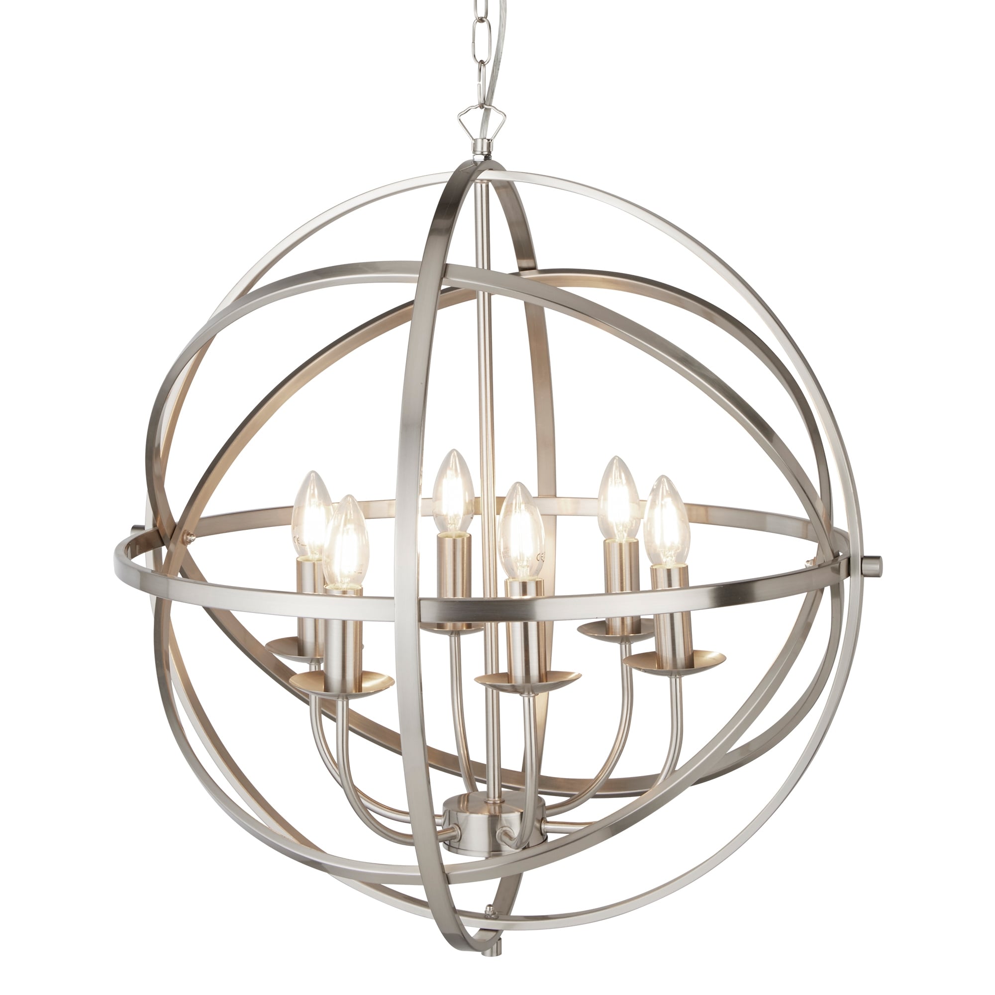 Orbit Classic 6 Light Ceiling Pendant In Satin Silver Finish 2476-6SS