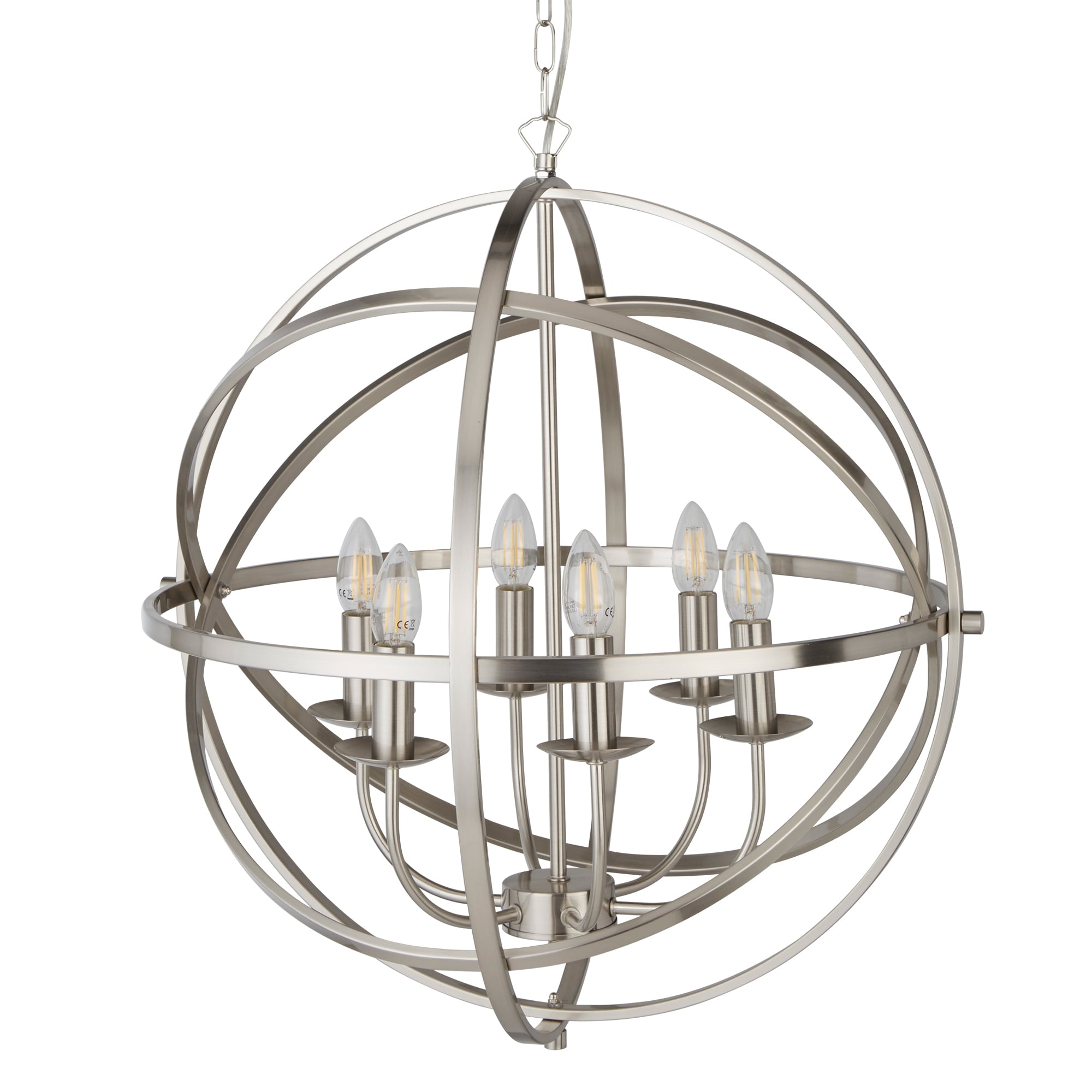 Orbit Classic 6 Light Ceiling Pendant In Satin Silver Finish 2476-6SS