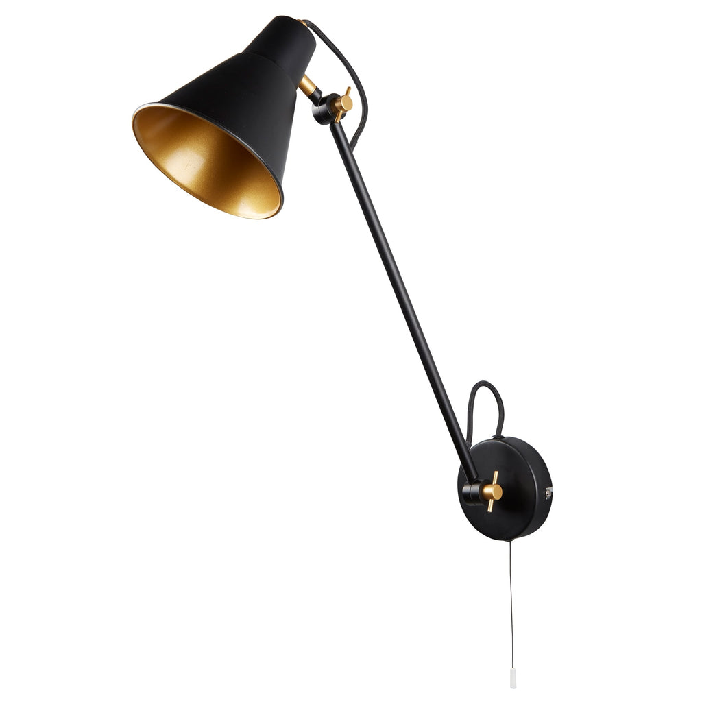 Contemporary LED Adjustable Wall Light In Black And Gold Finish 6302BK