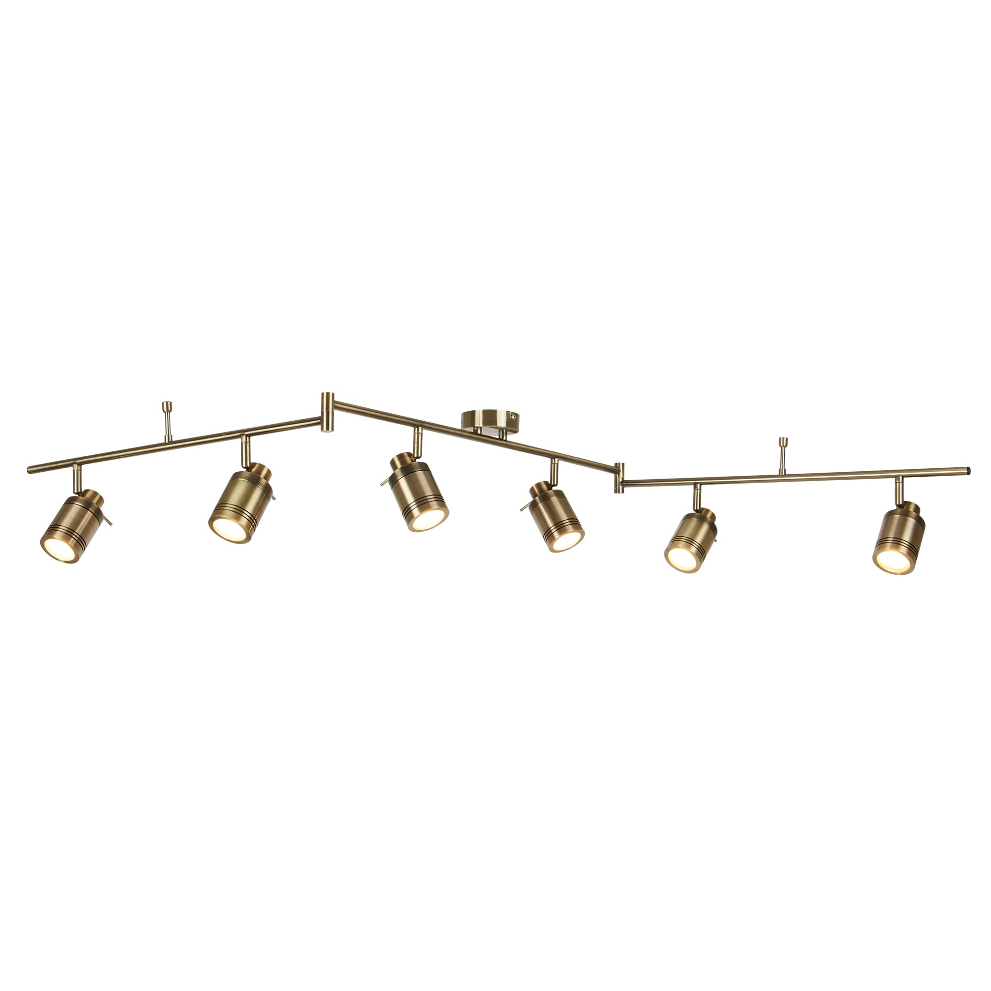 Samson Bathroom 6 Light Ceiling Bar Spotlight In Antique Brass Finish 6606AB