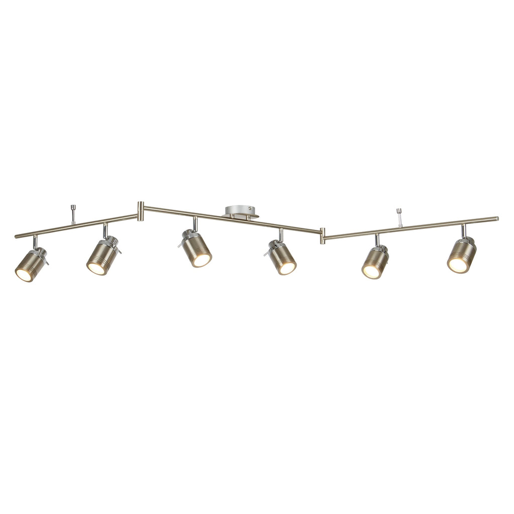 Samson Bathroom 6 Light Ceiling Bar Spotlight In Satin Silver Finish 6606SS