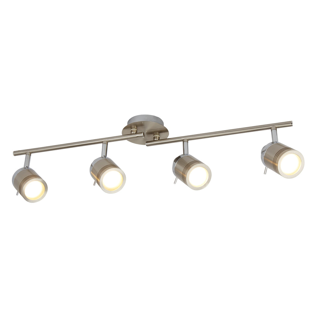 Samson Bathroom 4 Light Ceiling Bar Spotlight In Satin Silver Finish 6604SS