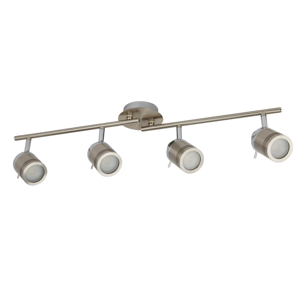 Samson Bathroom 4 Light Ceiling Bar Spotlight In Satin Silver Finish 6604SS