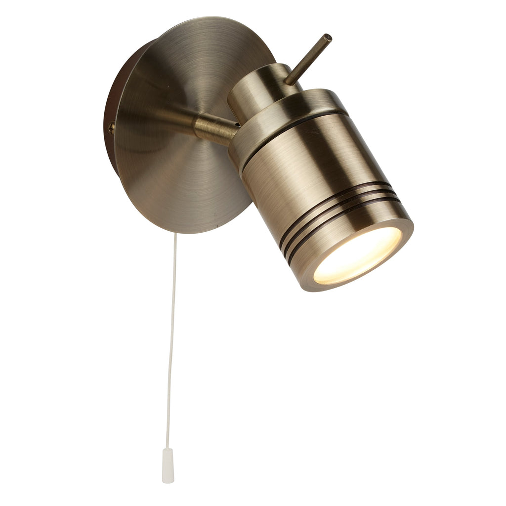 Samson Bathroom Single Wall Spotlight In Antique Brass Finish 6601AB