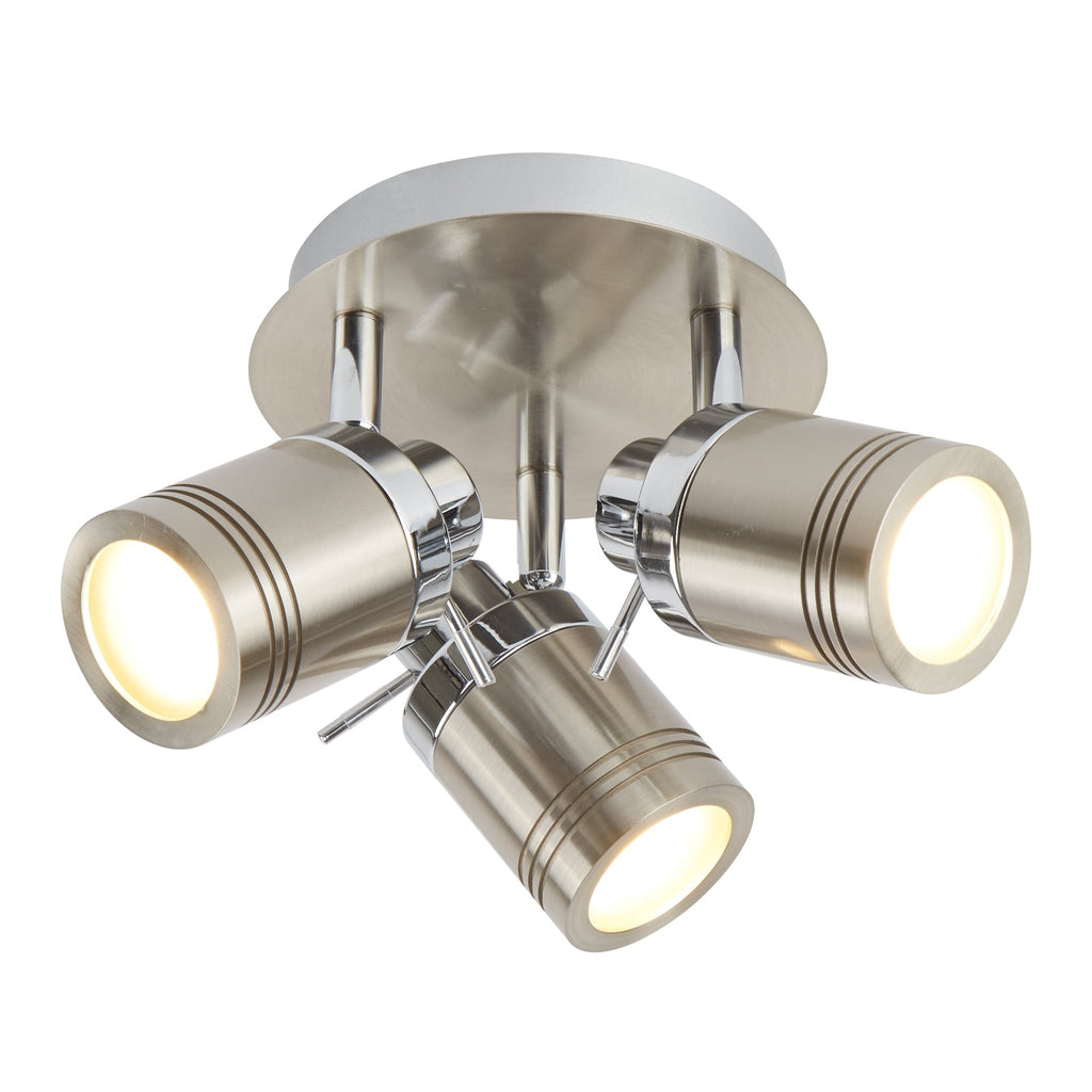 Samson Bathroom Three Light Ceiling Spotlight In Satin Silver Finish 6603SS