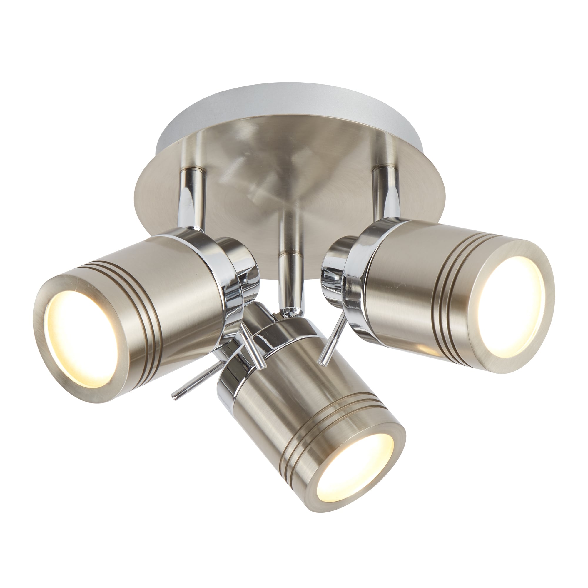 Samson Bathroom Three Light Ceiling Spotlight In Satin Silver Finish 6603SS