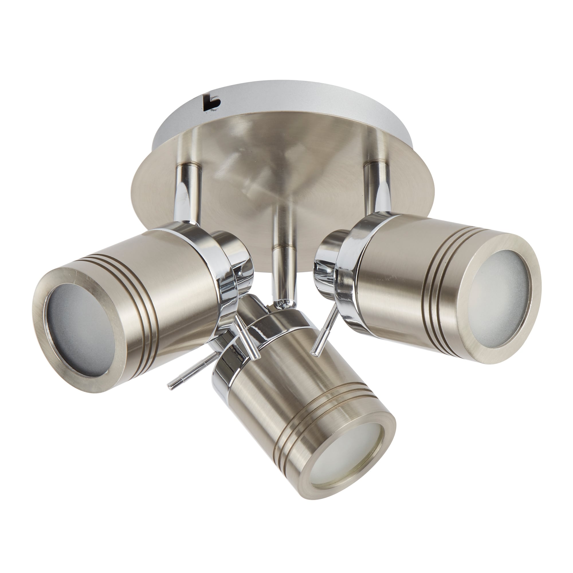Samson Bathroom Three Light Ceiling Spotlight In Satin Silver Finish 6603SS