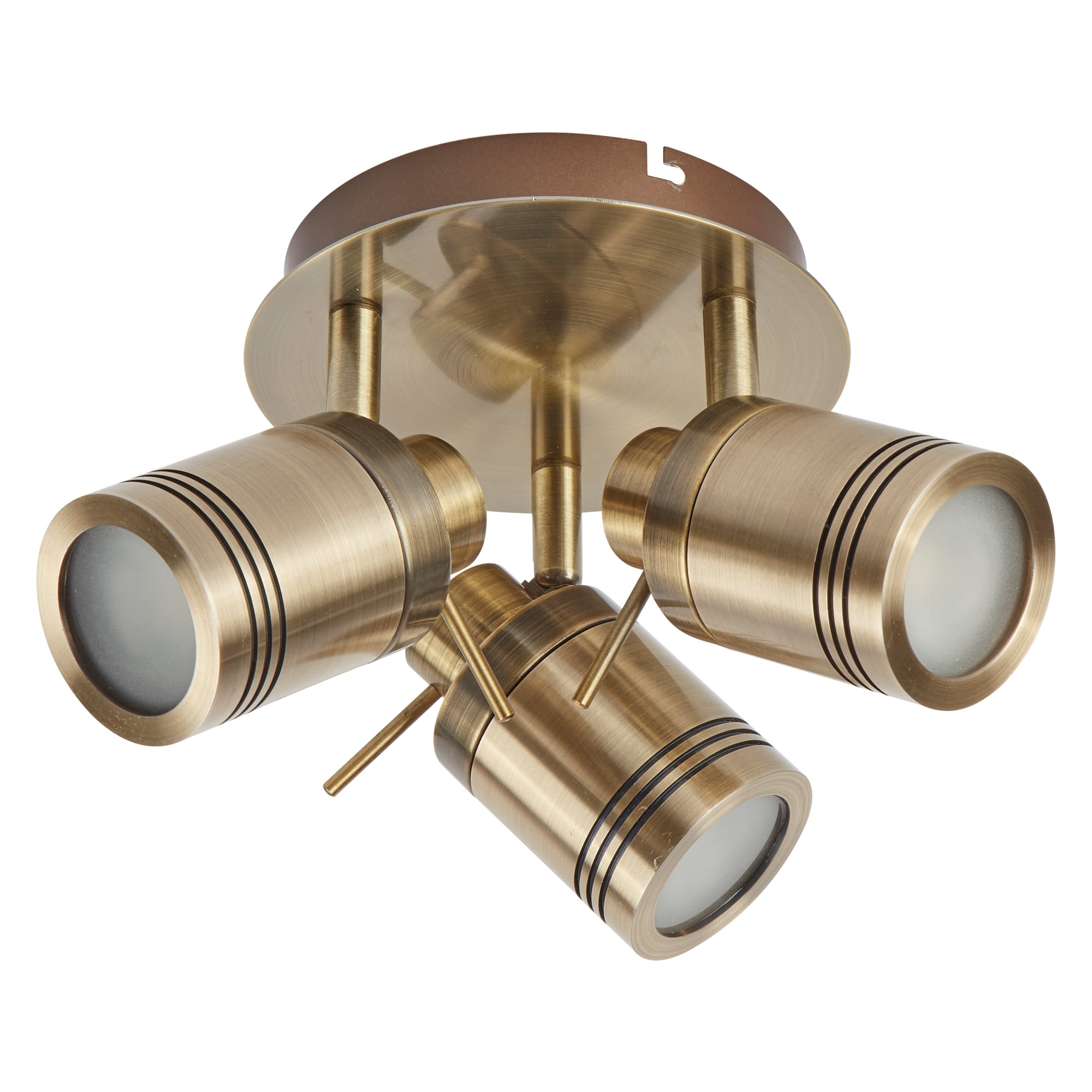 Samson Bathroom Three Light Ceiling Spotlight In Antique Brass Finish 6603AB