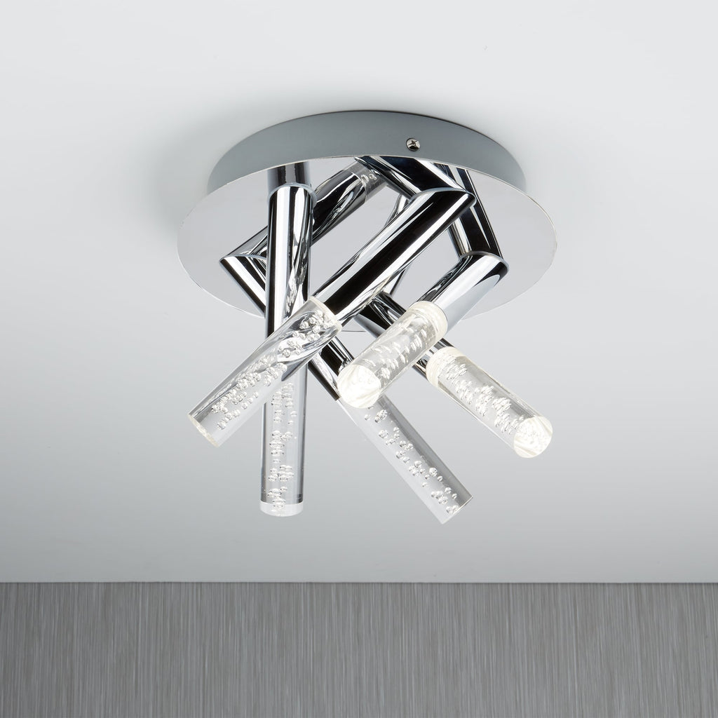 Bubbles Bathroom Flush Ceiling Light In Chrome Finish With Bubble Effect 2375-5CC