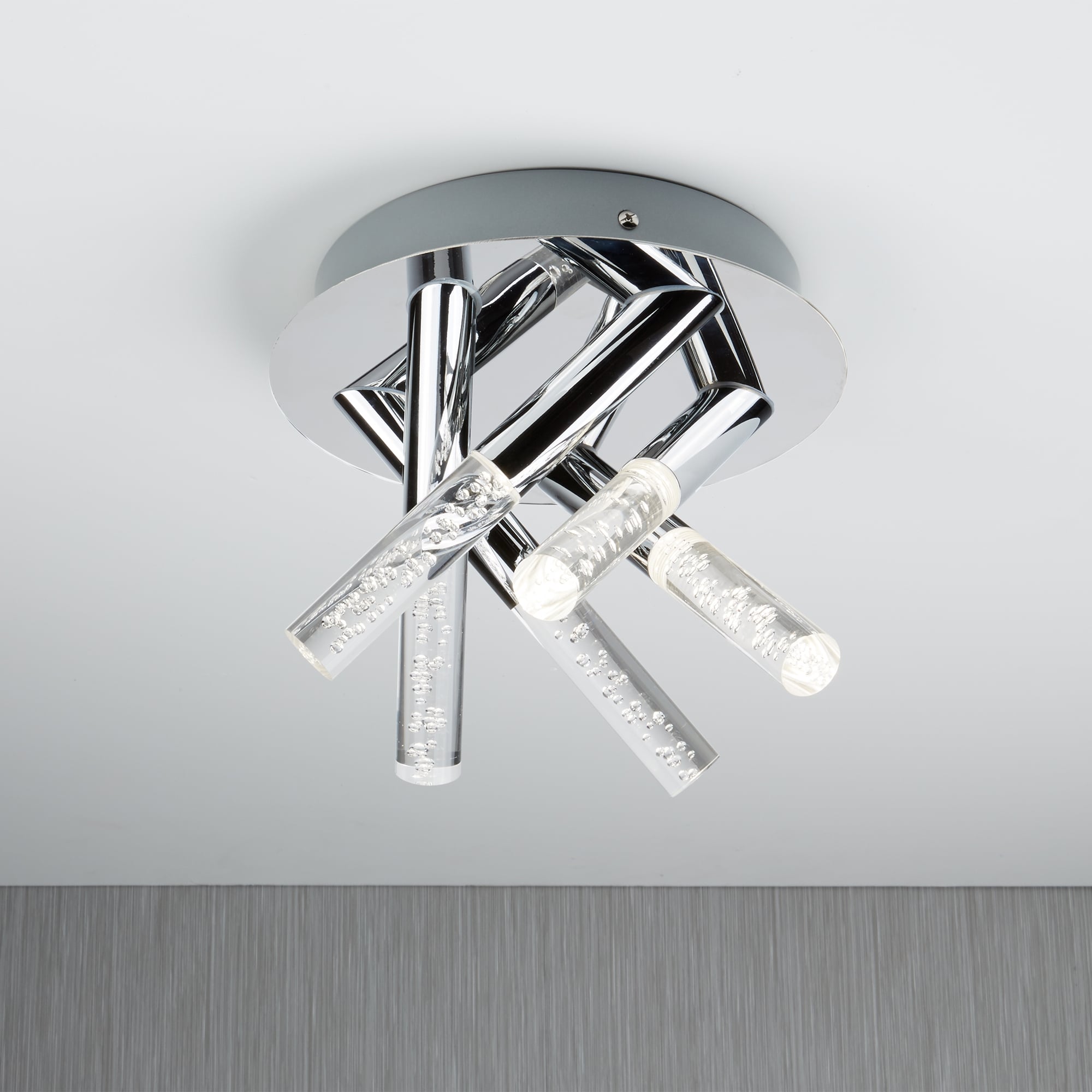 Bubbles Bathroom Flush Ceiling Light In Chrome Finish With Bubble Effect 2375-5CC