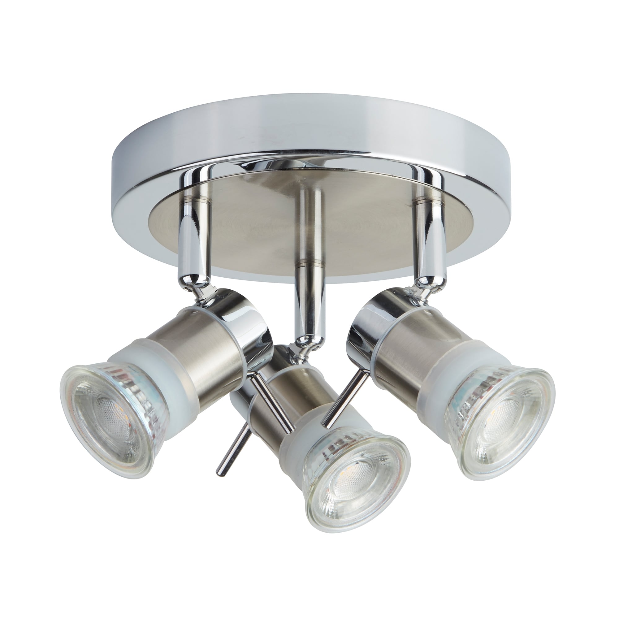 Aries Bathroom 3 Light Spotlight In Chrome And Satin Silver Finish 7443CC-LED