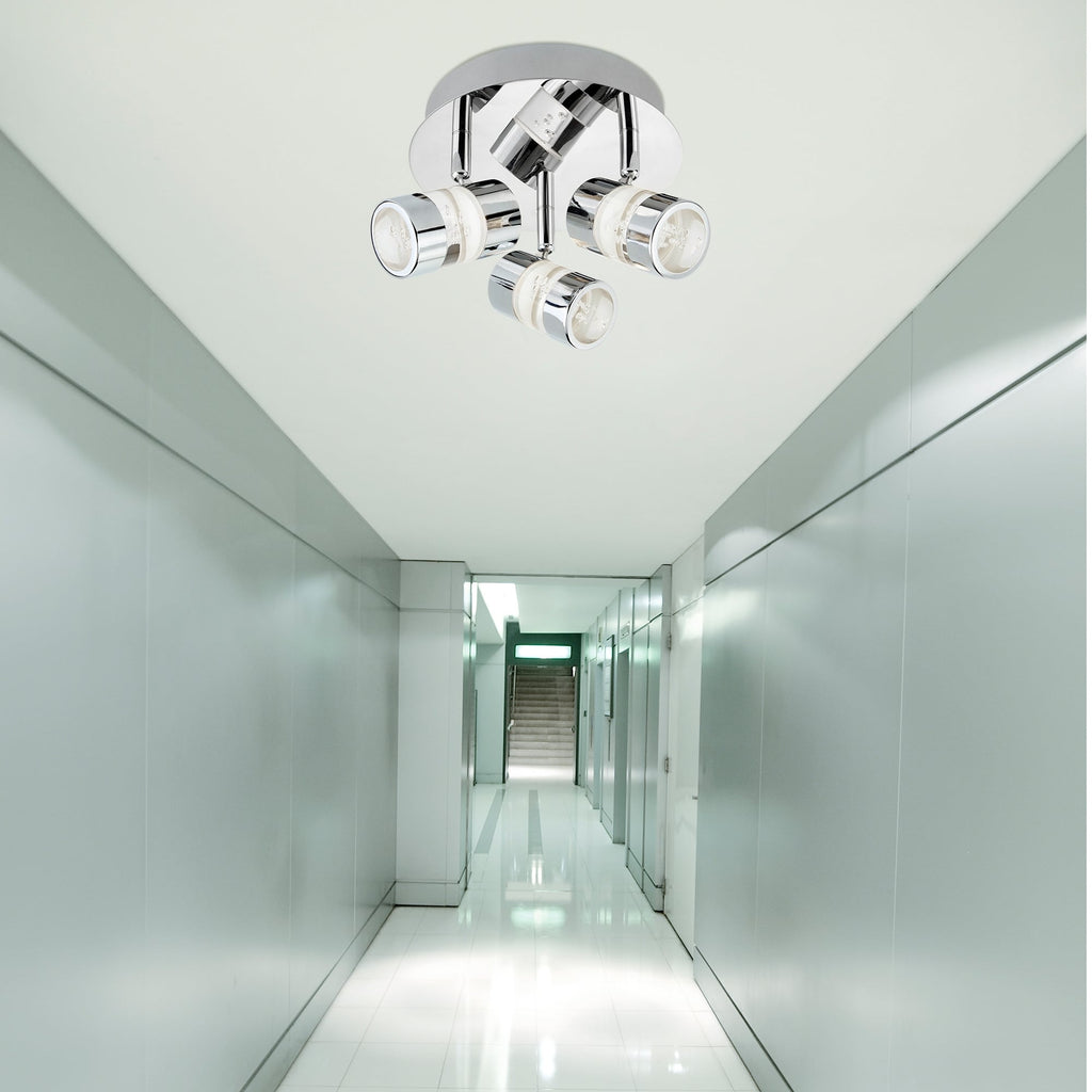 Modern 3 Way LED IP44 Chrome Bathroom Ceiling Spotlight Fitting -4413CC