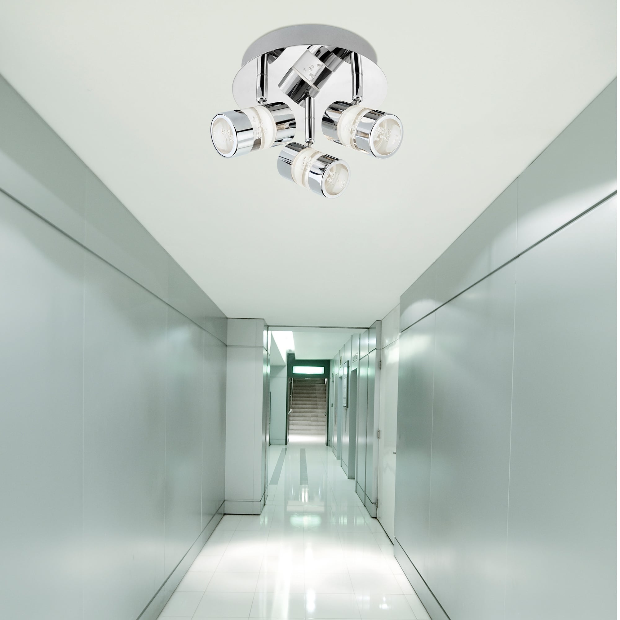 Modern 3 Way LED IP44 Chrome Bathroom Ceiling Spotlight Fitting -4413CC