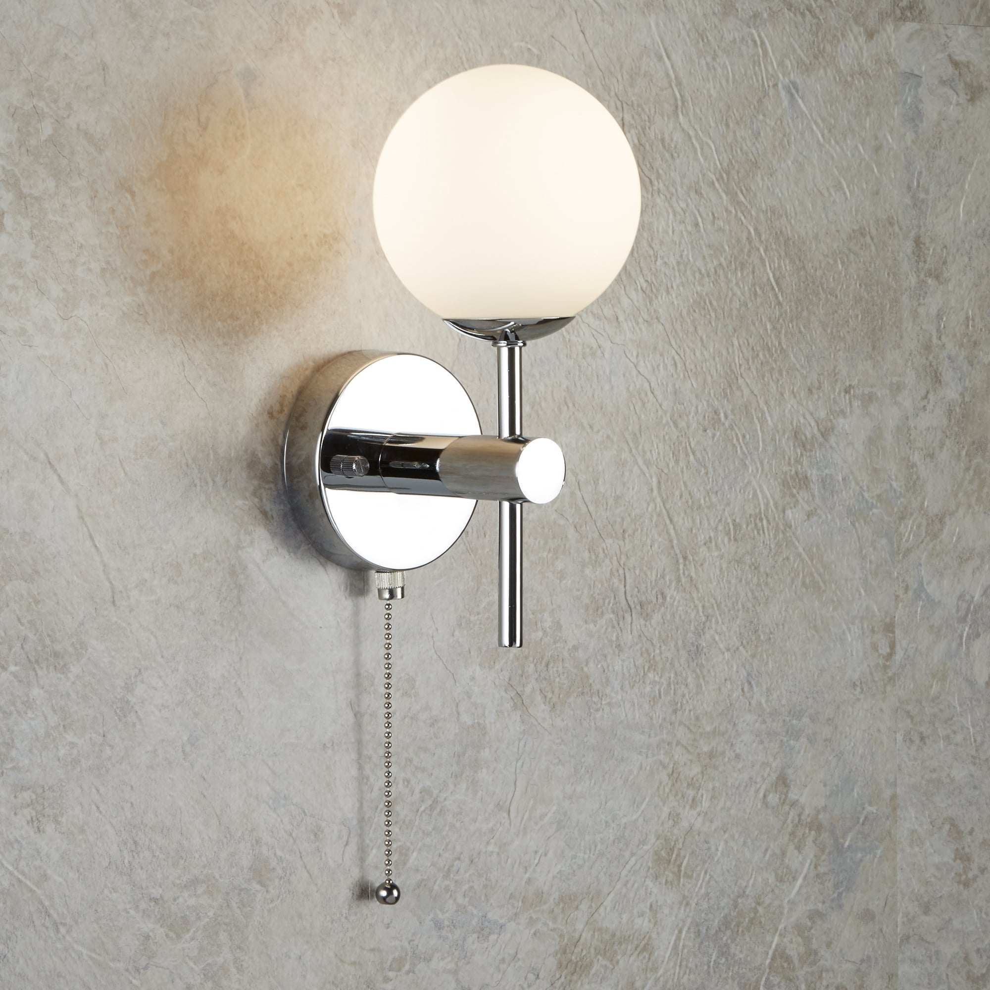 Global Bathroom LED Single Wall Light With Opal Glass Shade 4337-1-LED