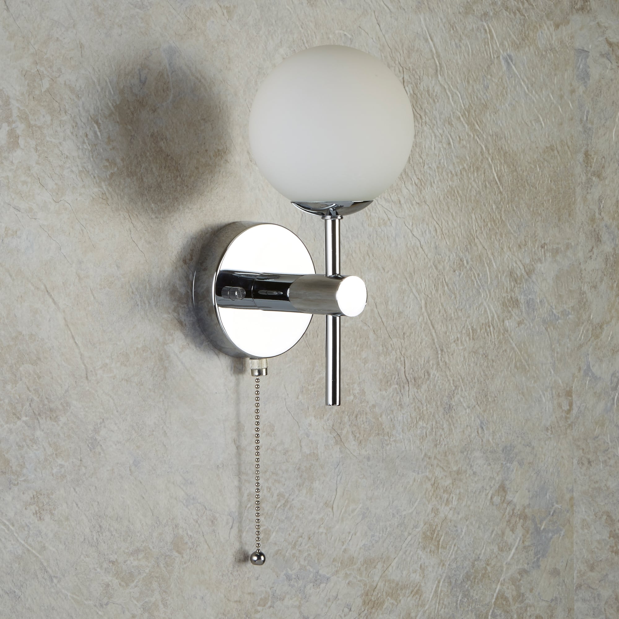 Global Bathroom LED Single Wall Light With Opal Glass Shade 4337-1-LED